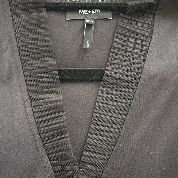 ME+EM Black Blouse with Sheer Tulle Sleeves - Picture 3 of 5